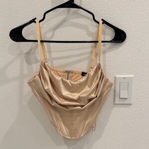 Urban Outfitters Cream Satin corset Top